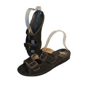 Black Suede Birk Look Slip On Shoes / Sandals Made in Italy LA PLUME SZ 9